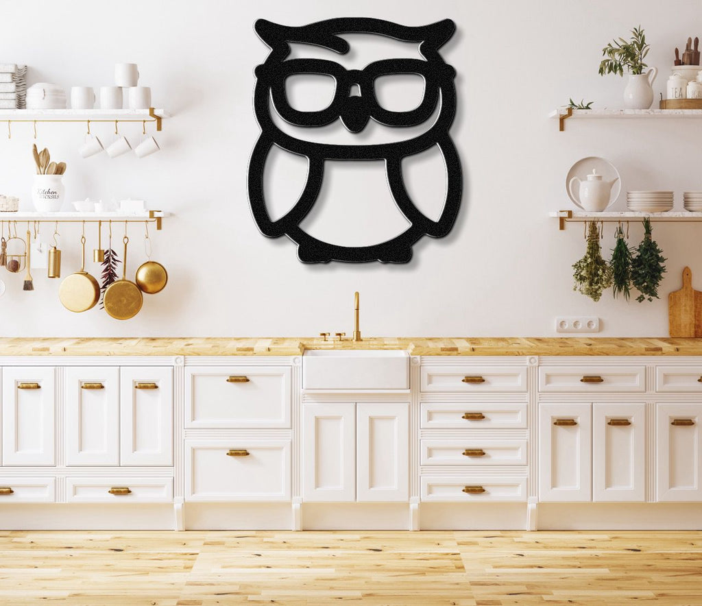Nerdy Owl Metal Wall Art
