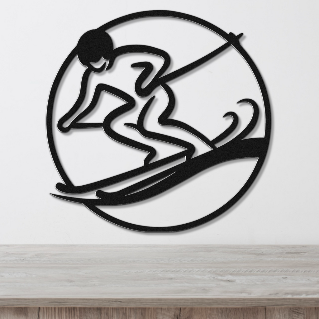 Skiing Metal Wall Art