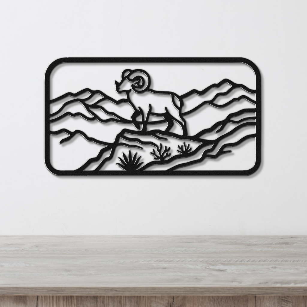 Mountain Bighorn Sheep Metal Wall Art