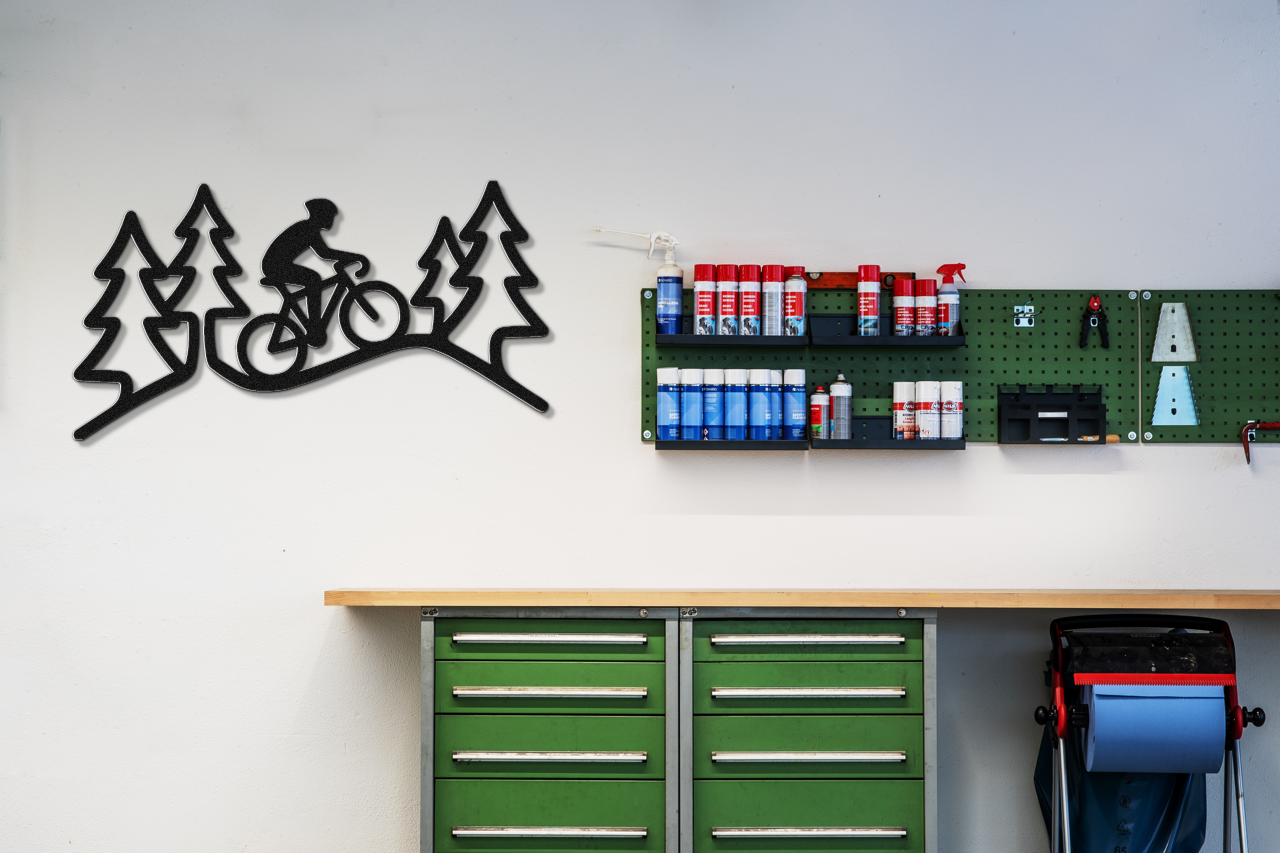 Cycling in the Pines Metal Wall Art