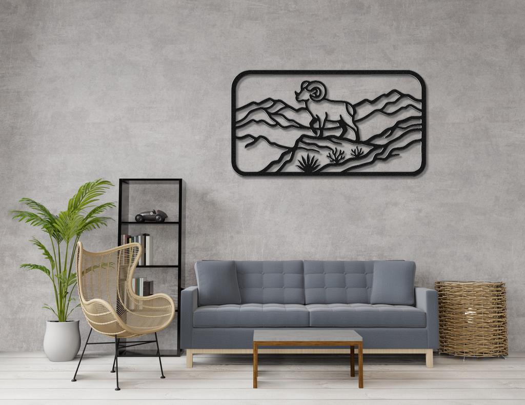 Mountain Bighorn Sheep Metal Wall Art