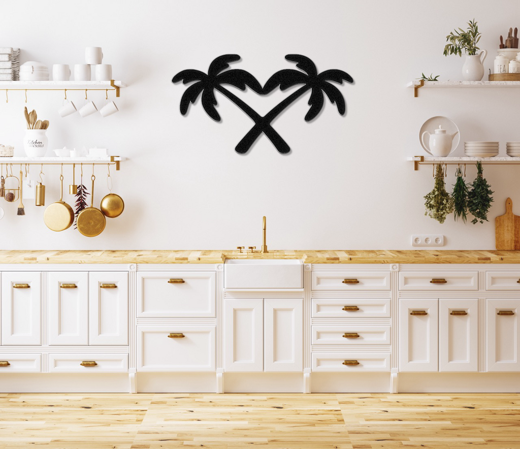 Twin Palm Tree Metal Wall Art