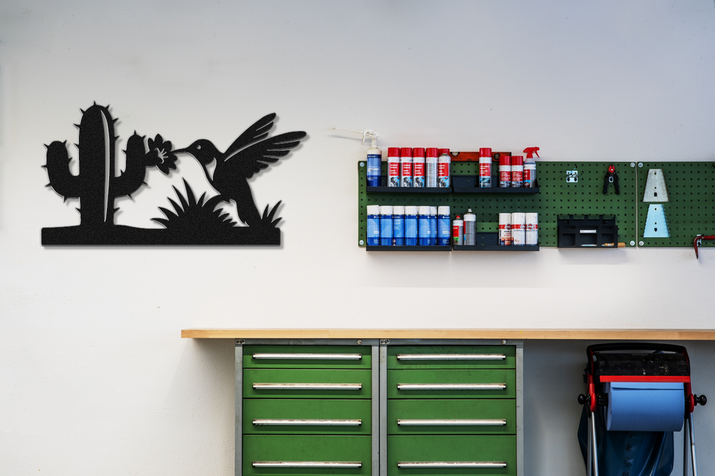 Hummingbird and Saguaro Metal Wall Art