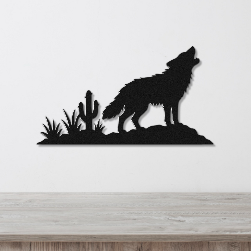 Howling Desert Coyote Metal Wall Art