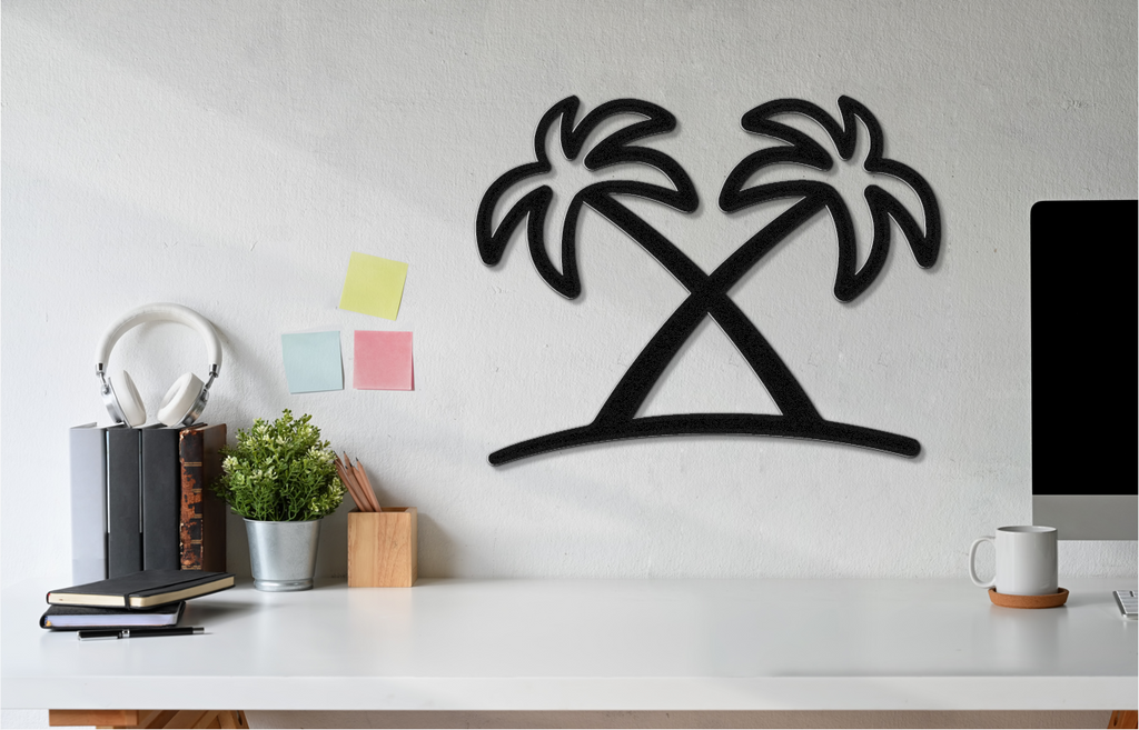 Twin Palm Tree Metal Wall Art