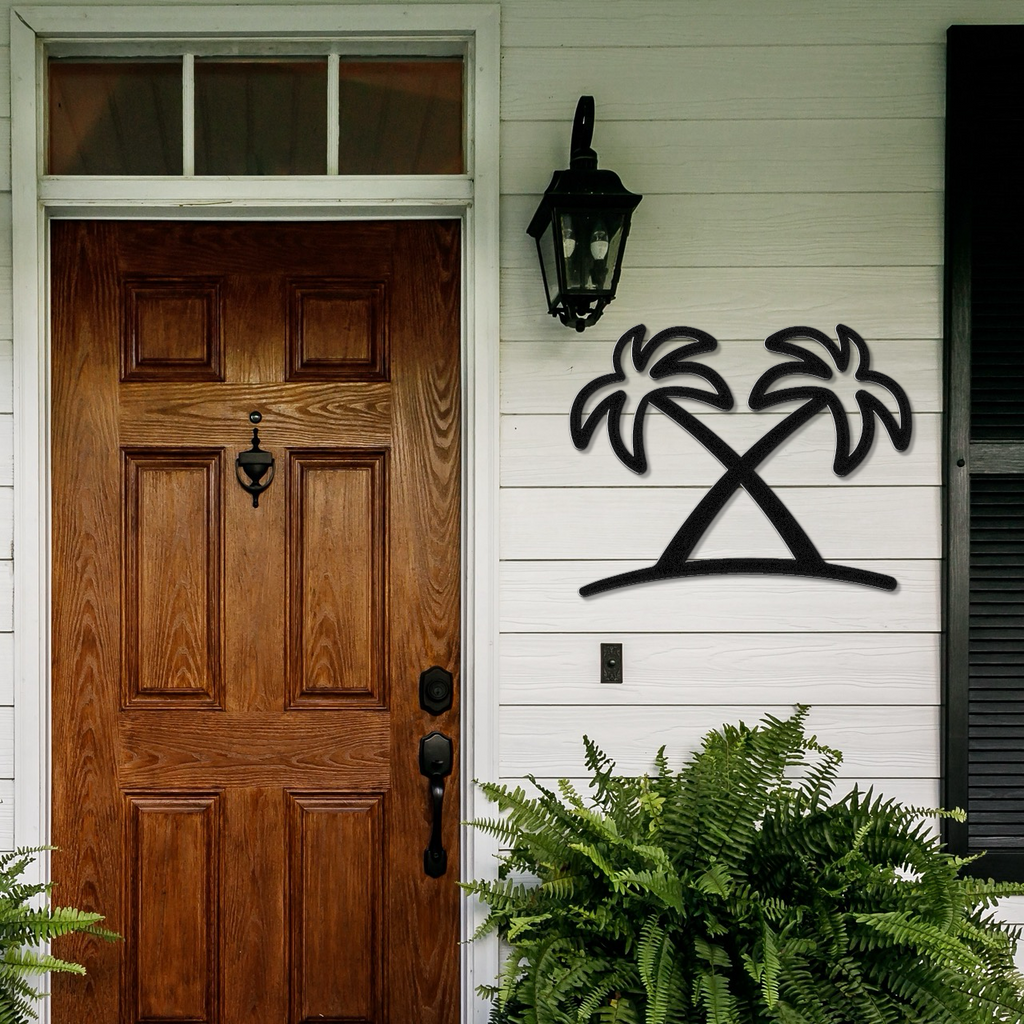 Twin Palm Tree Metal Wall Art