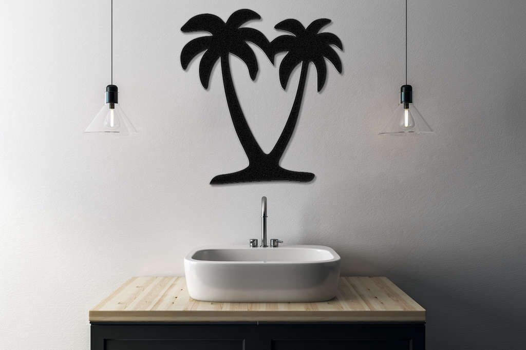 Twin Palm Tree Metal Wall Art