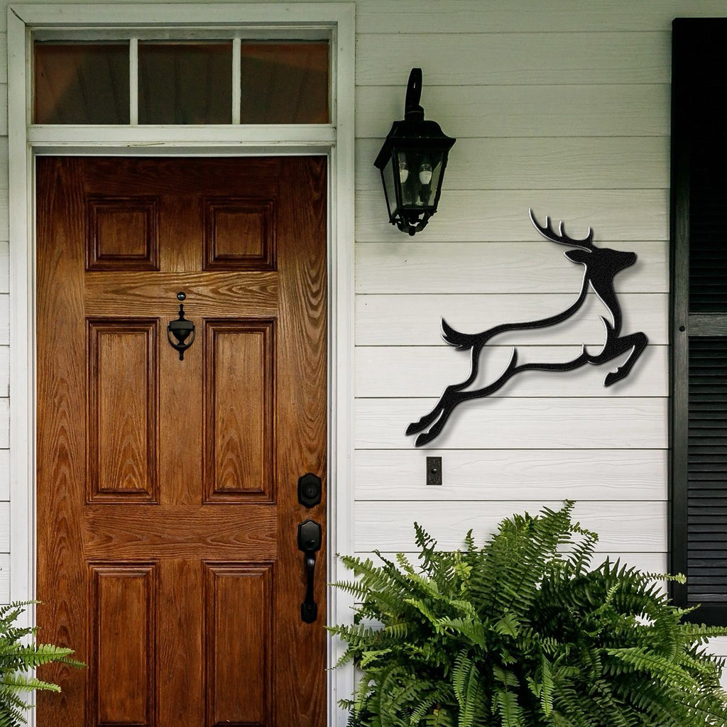 Jumping Deer Metal Wall Art