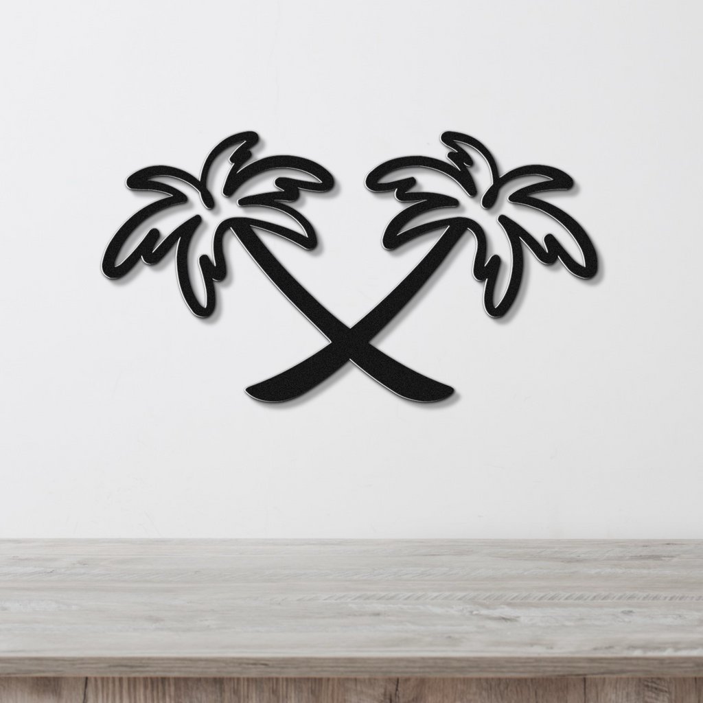 Twin Palm Tree Metal Wall Art