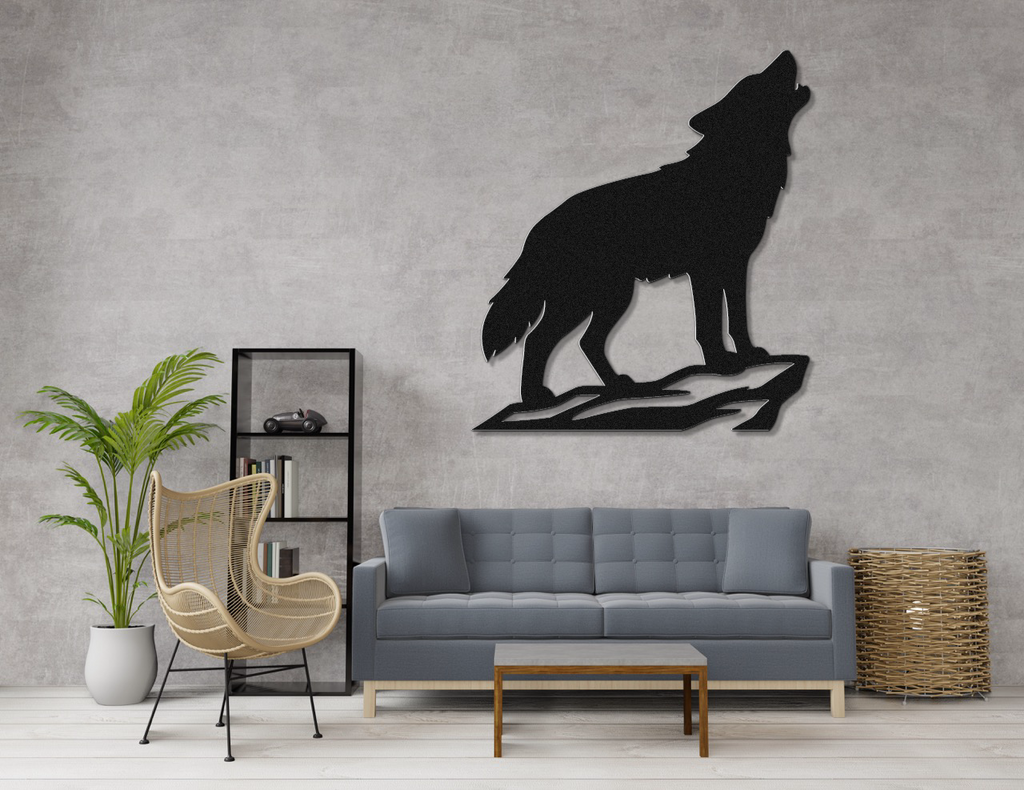 Howling Coyote Metal Wall Art