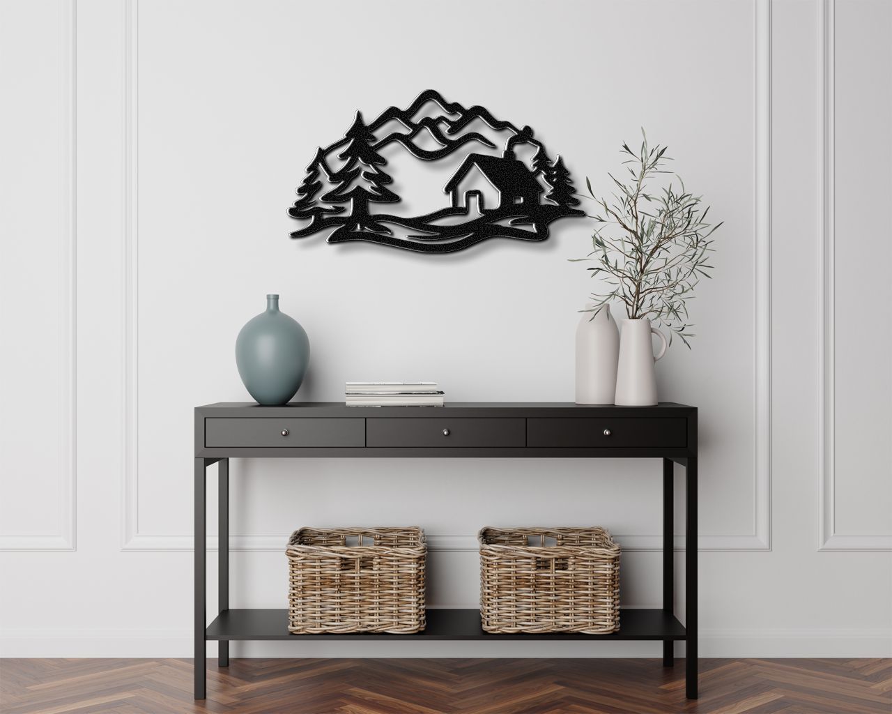 Mountain Cabin Metal Wall Art