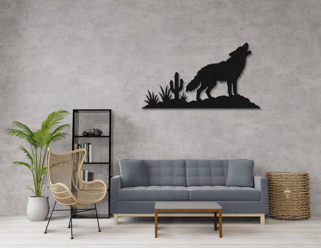 Howling Desert Coyote Metal Wall Art