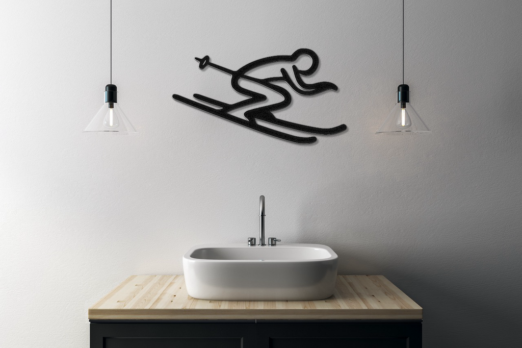 Skiing Metal Wall Art