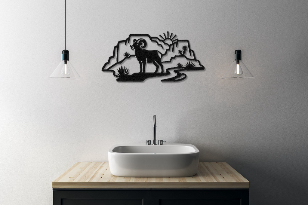 Joshua Tree Bighorn Sheep Metal Wall Art