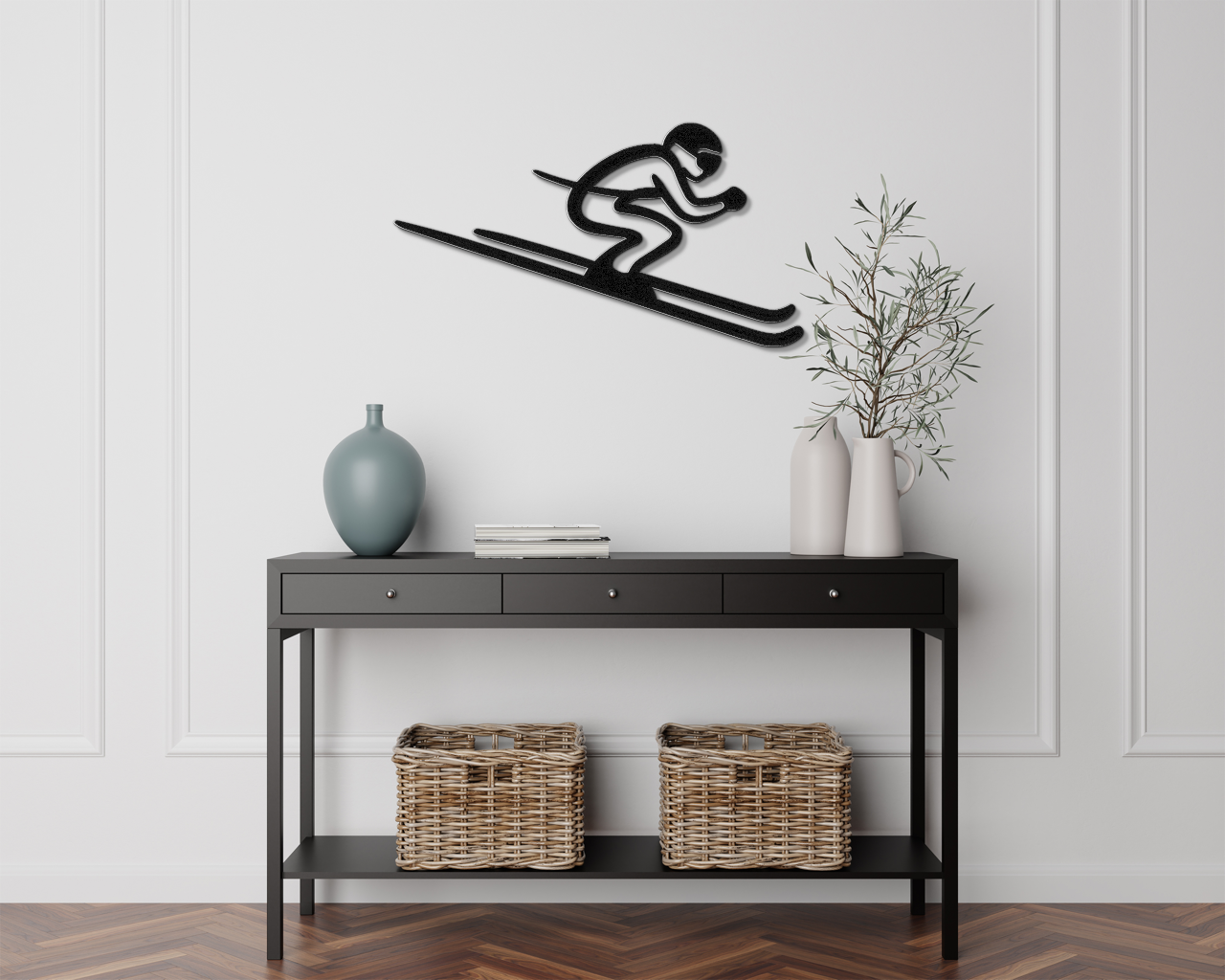Skiing Metal Wall Art