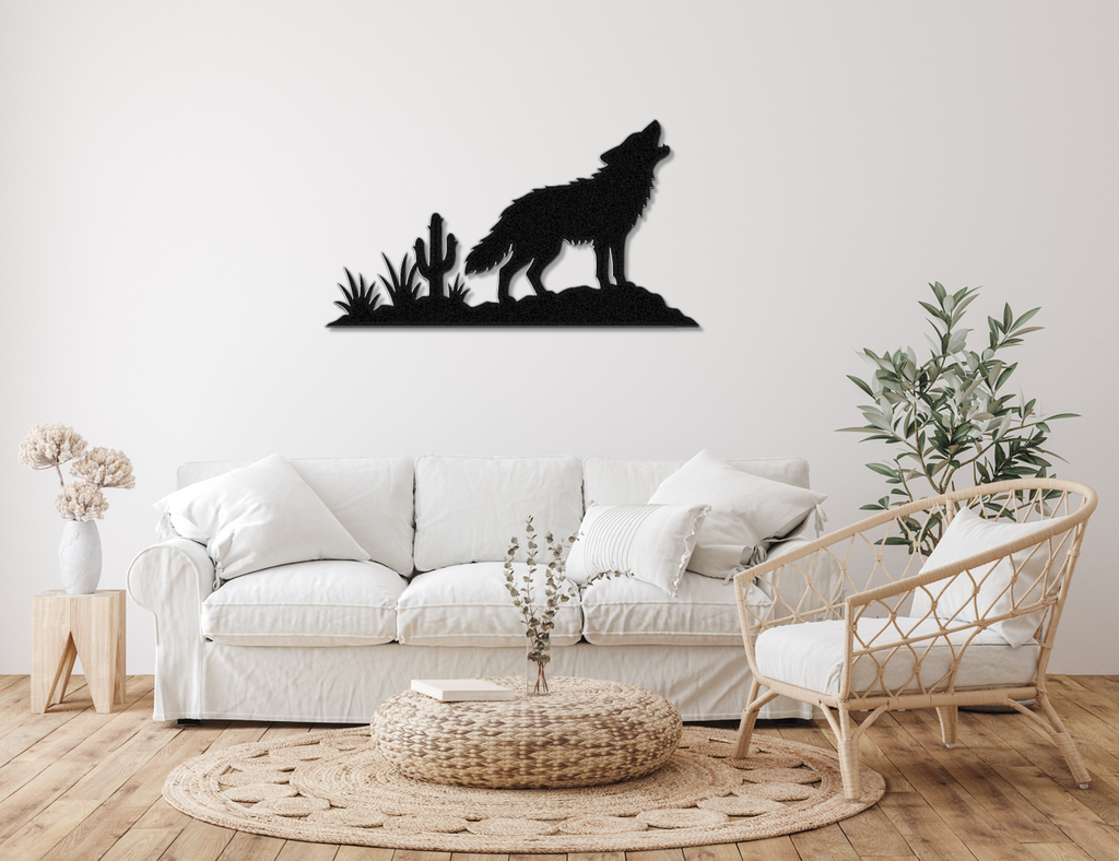 Howling Desert Coyote Metal Wall Art