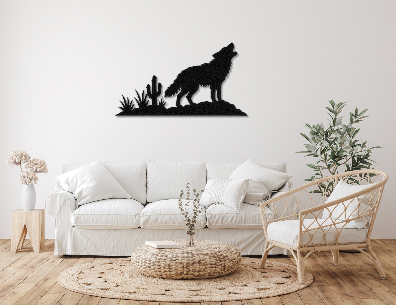 Howling Desert Coyote Metal Wall Art