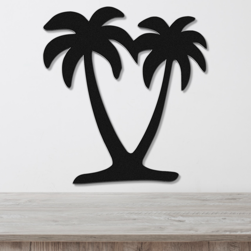 Twin Palm Tree Metal Wall Art