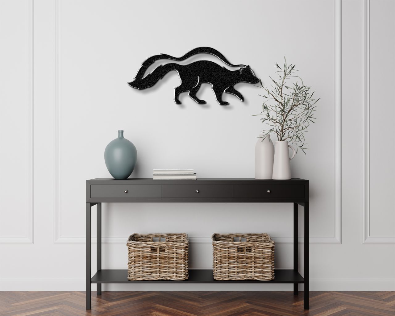 Sneaky Skunk Metal Wall Art