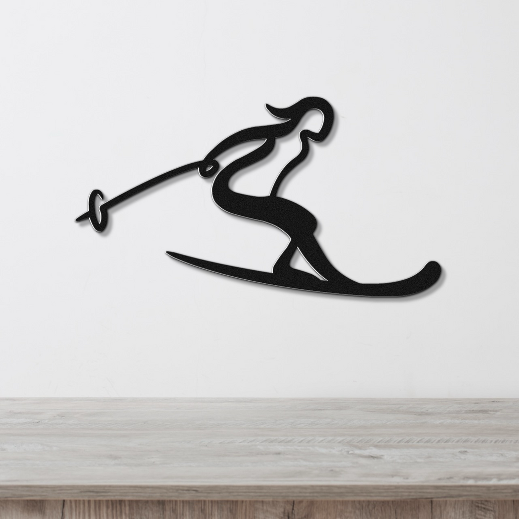 Lady Skiing Metal Wall Art