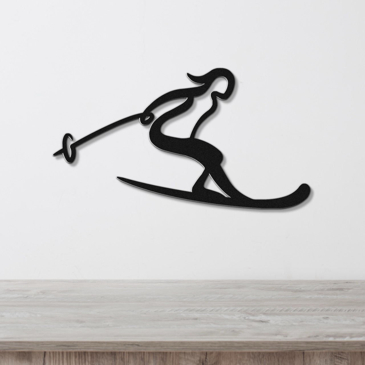 Lady Skiing Metal Wall Art