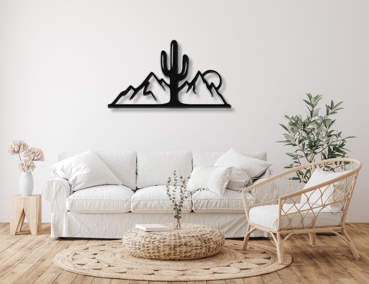 Saguaro Cactus with Mountains Metal Wall Art