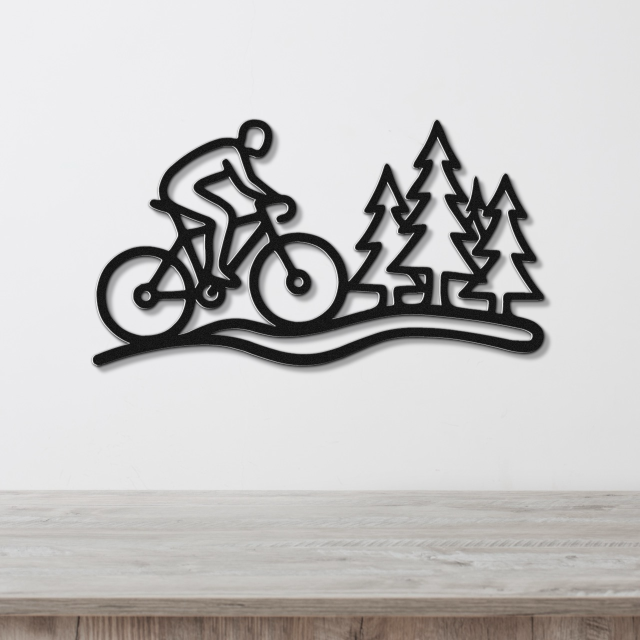Cycling in the Pines Metal Wall Art
