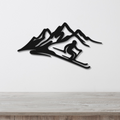 Skier and Mountain Metal Wall Art