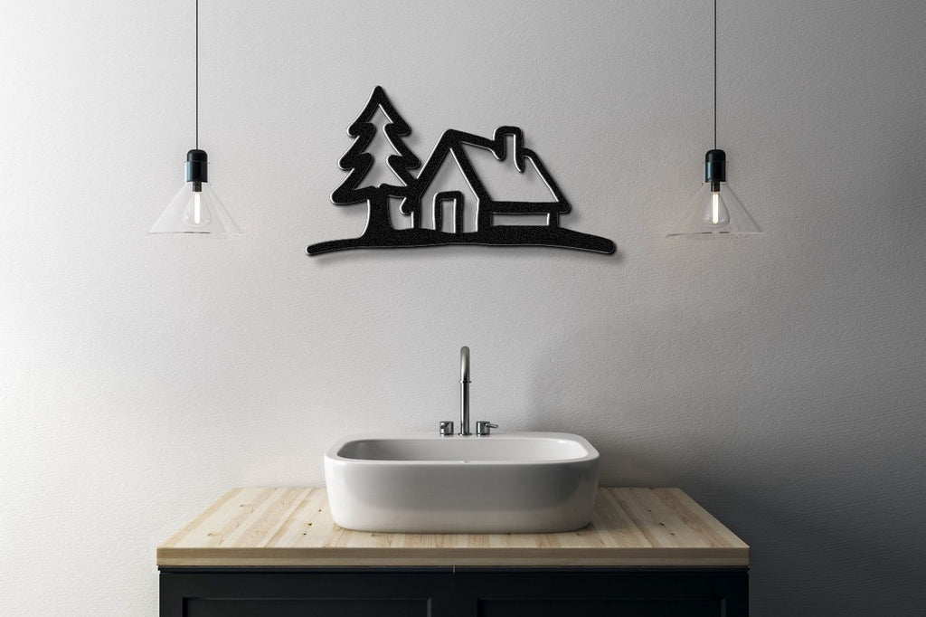 Mountain Cabin Metal Wall Art