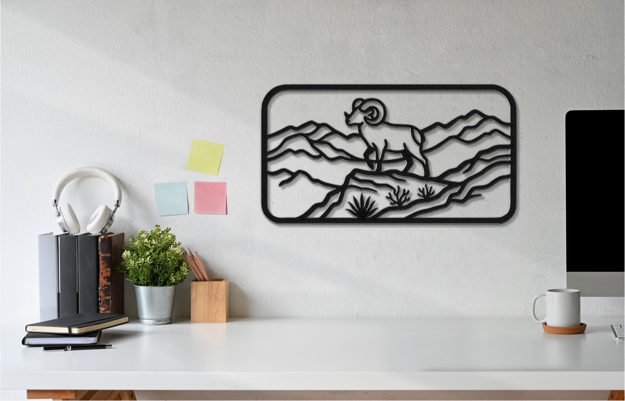 Mountain Bighorn Sheep Metal Wall Art