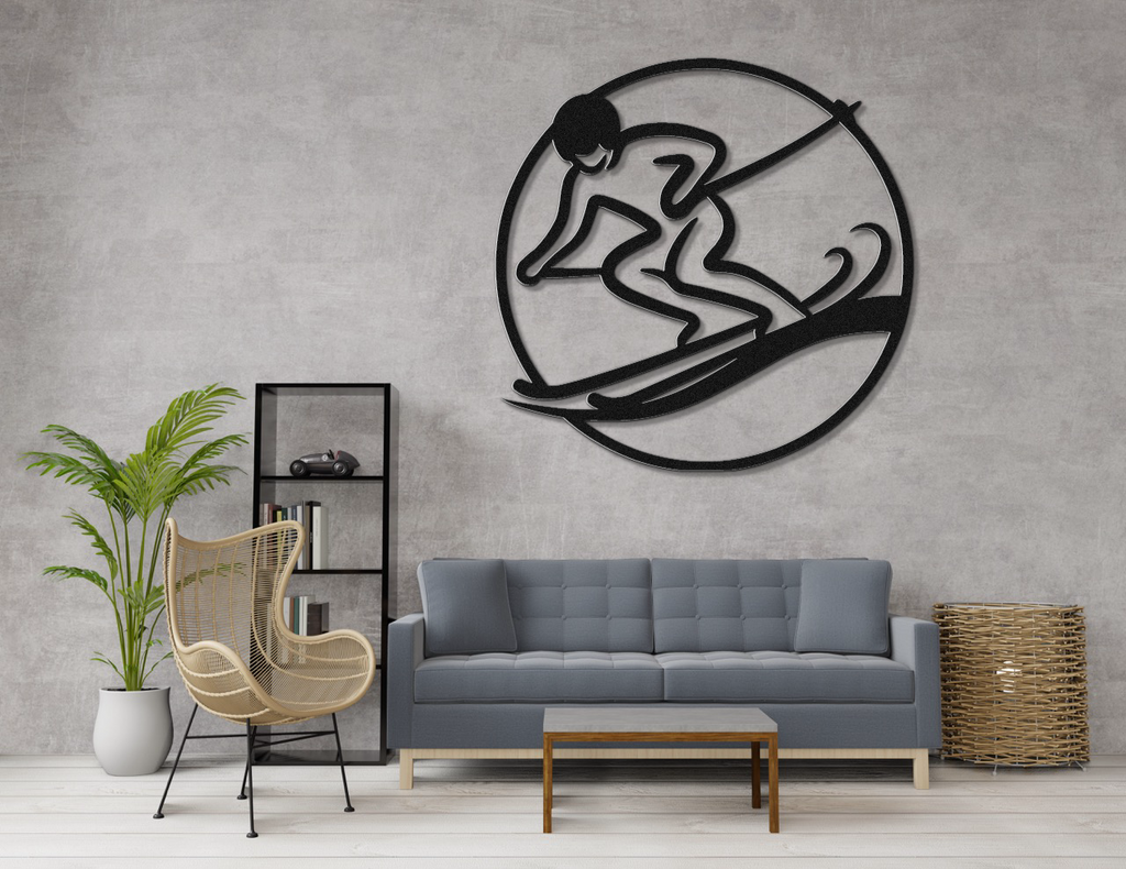 Skiing Metal Wall Art