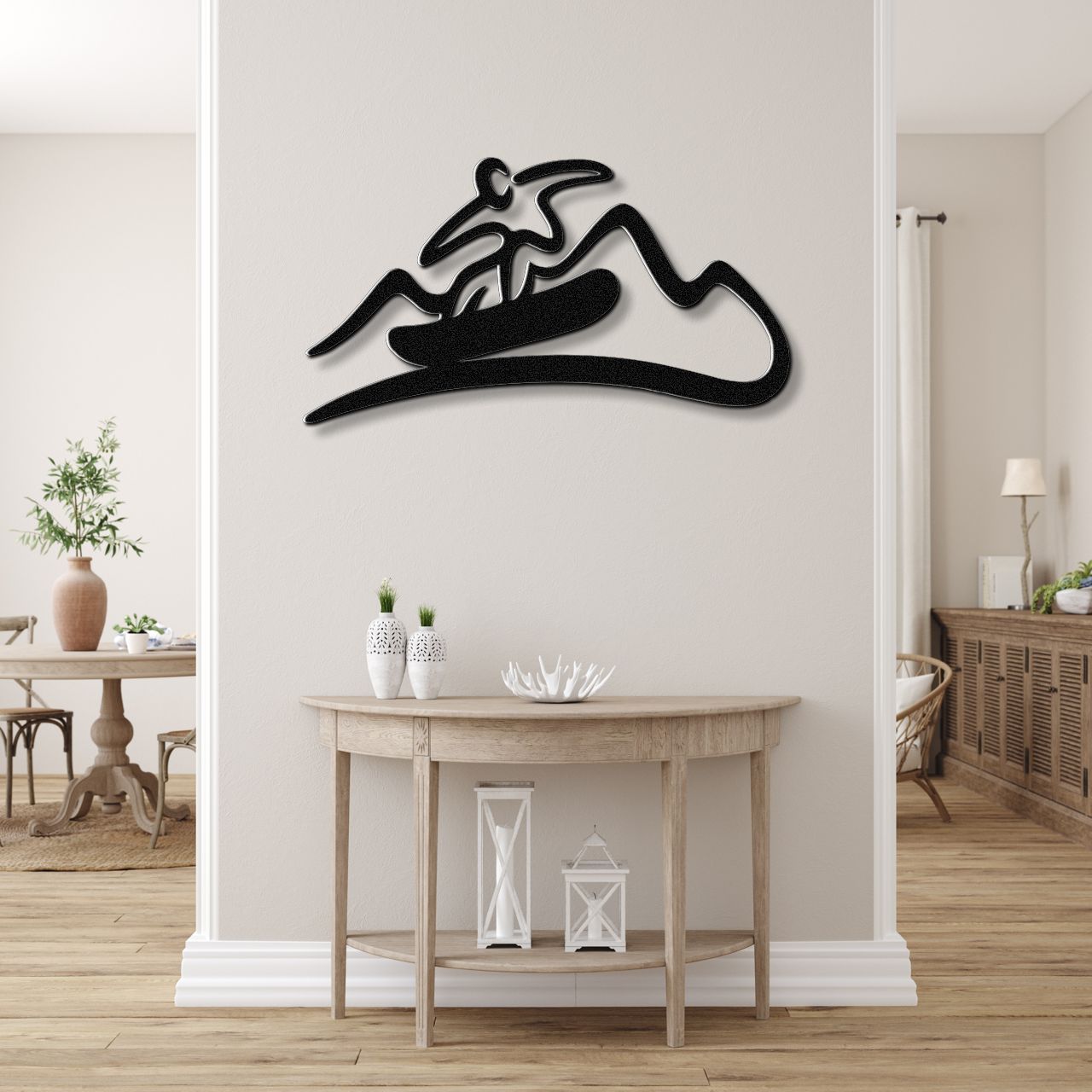 Snowboarder with Mountains Metal Wall Art