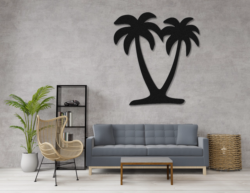Twin Palm Tree Metal Wall Art