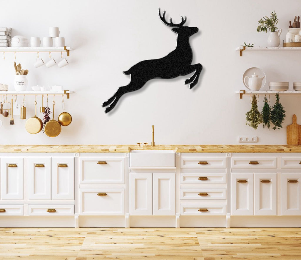 Jumping Deer Metal Wall Art
