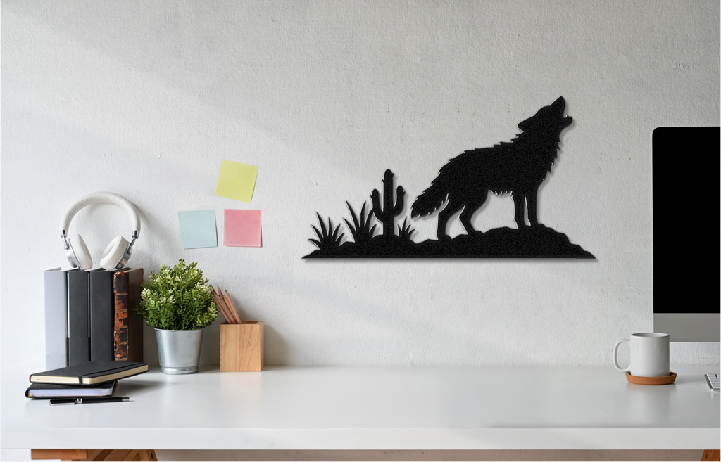 Howling Desert Coyote Metal Wall Art