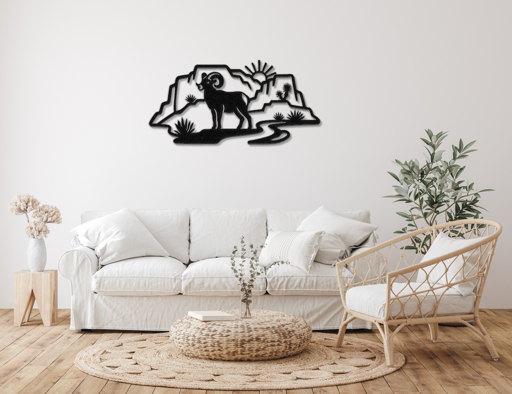 Joshua Tree Bighorn Sheep Metal Wall Art