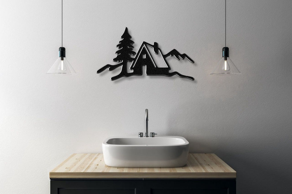 Mountain Cabin Metal Wall Art