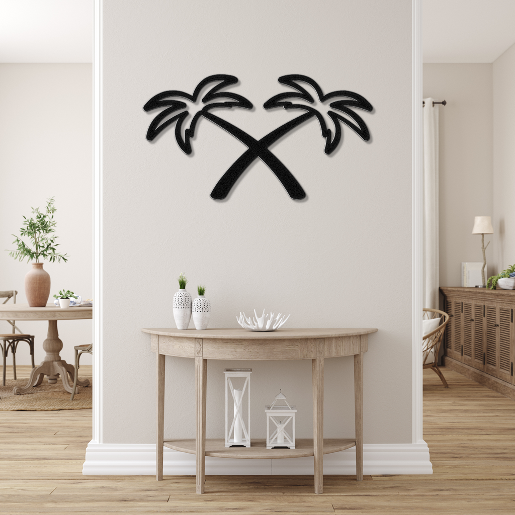 Twin Palm Tree Metal Wall Art