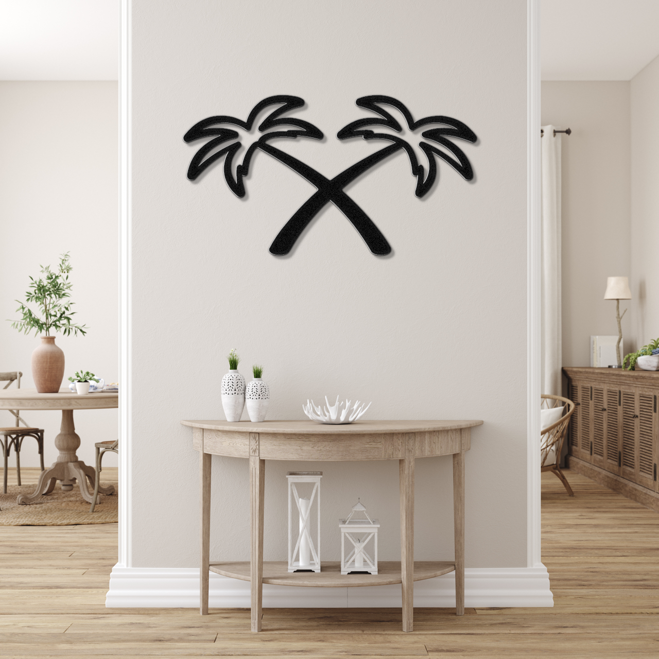 Twin Palm Tree Metal Wall Art