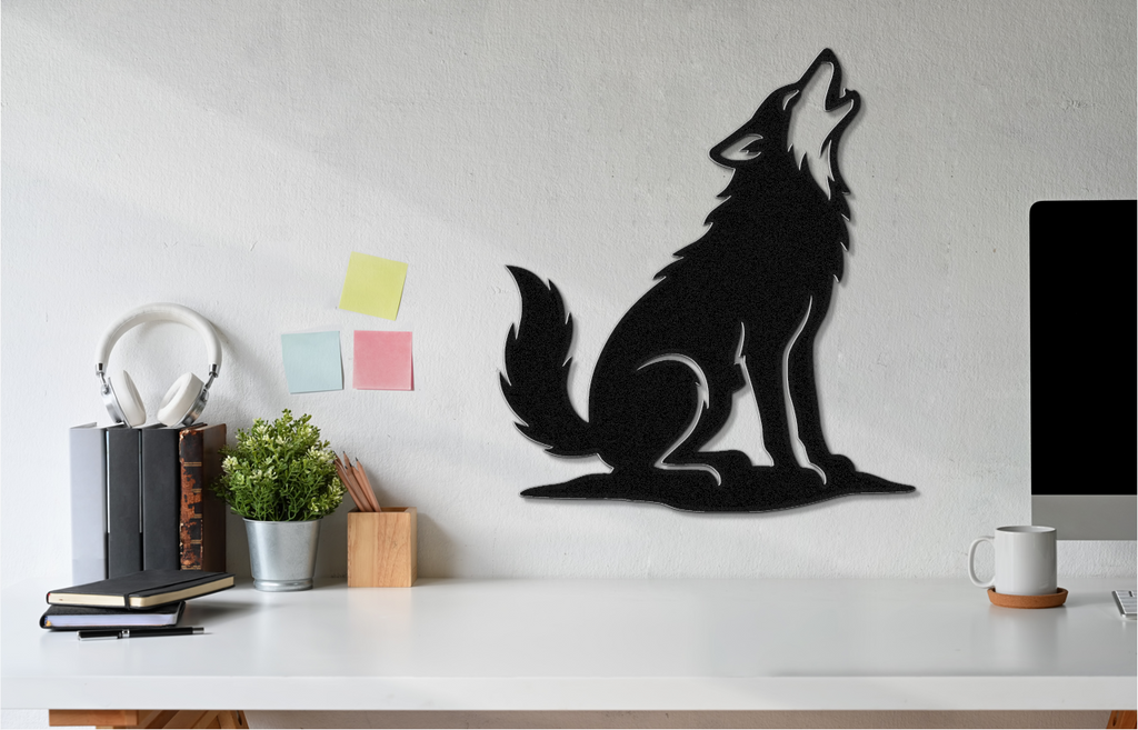 Howling Coyote Metal Wall Art