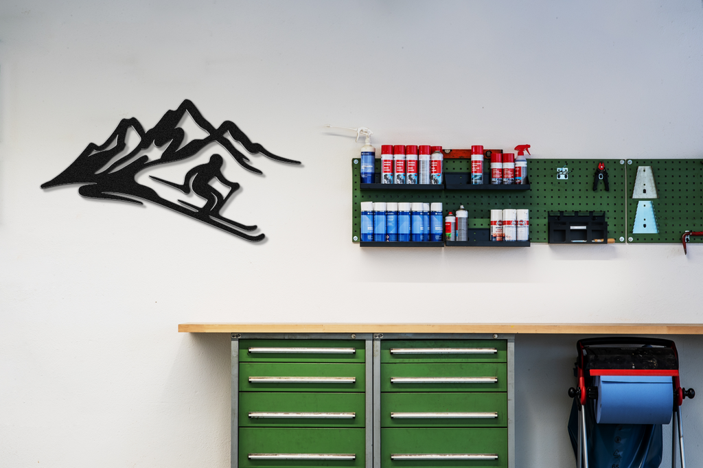 Skier and Mountain Metal Wall Art