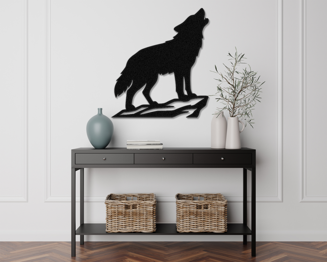 Howling Coyote Metal Wall Art