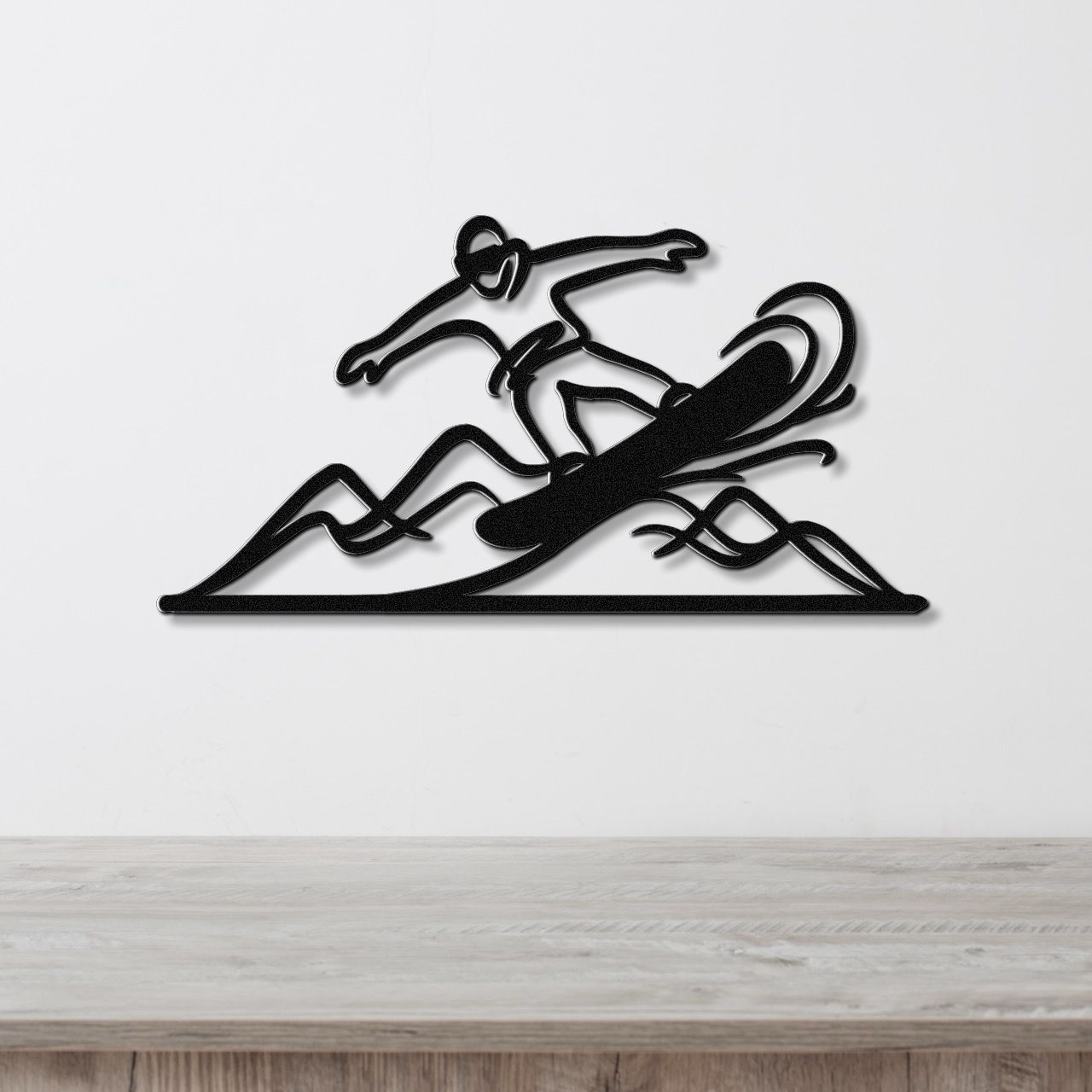 Snowboarder with Mountains Metal Wall Art