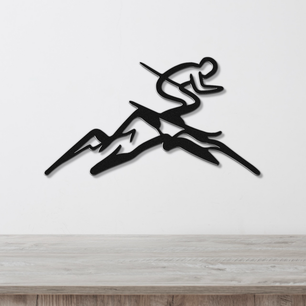 Skier and Mountain Metal Wall Art