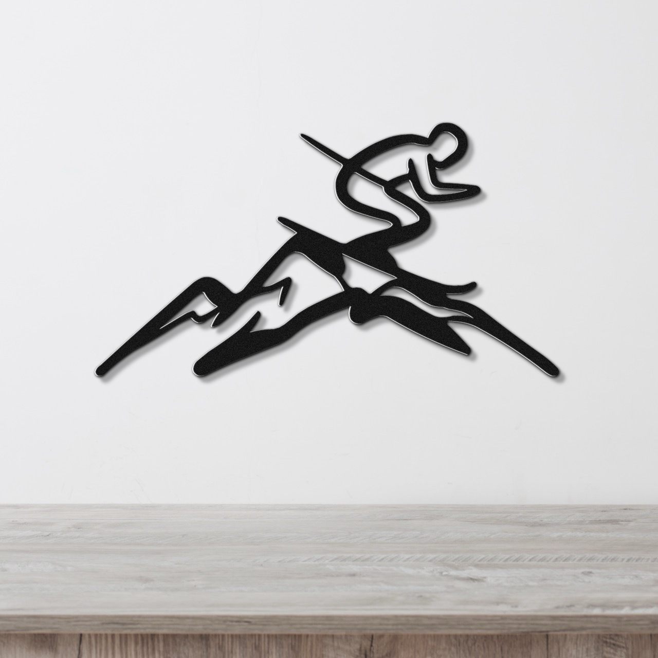 Skier and Mountain Metal Wall Art