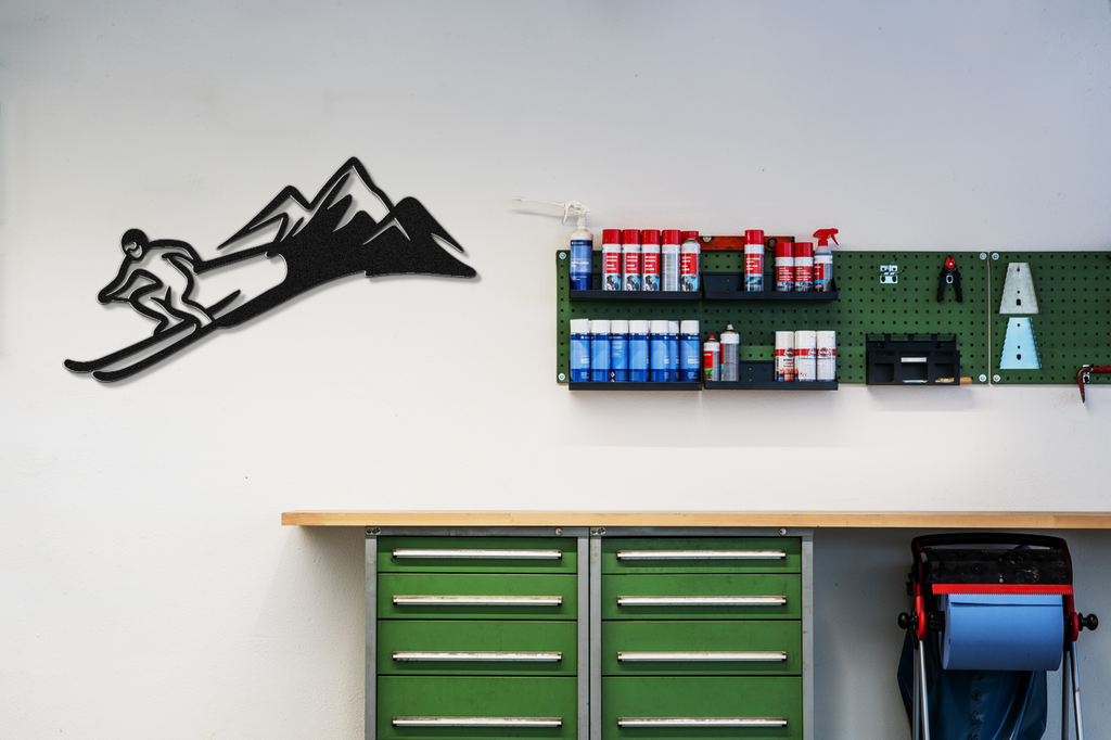 Skier and Mountain Metal Wall Art