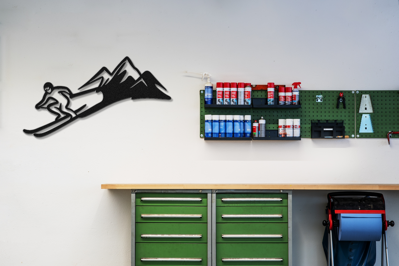 Skier and Mountain Metal Wall Art