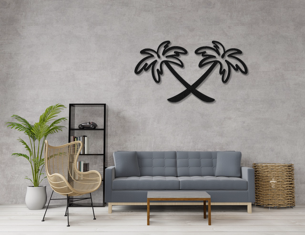 Twin Palm Tree Metal Wall Art