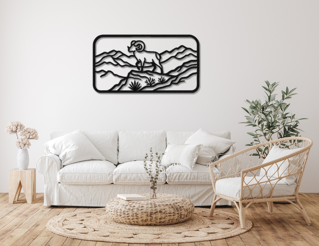 Mountain Bighorn Sheep Metal Wall Art