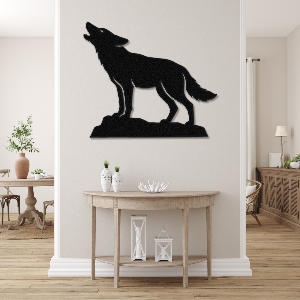 Howling Coyote Metal Wall Art